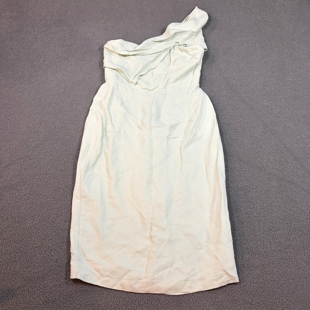 Reiss Dress Womens 6 Mint Riana One Shoulder Drape Midi Cocktail Sheath 8747